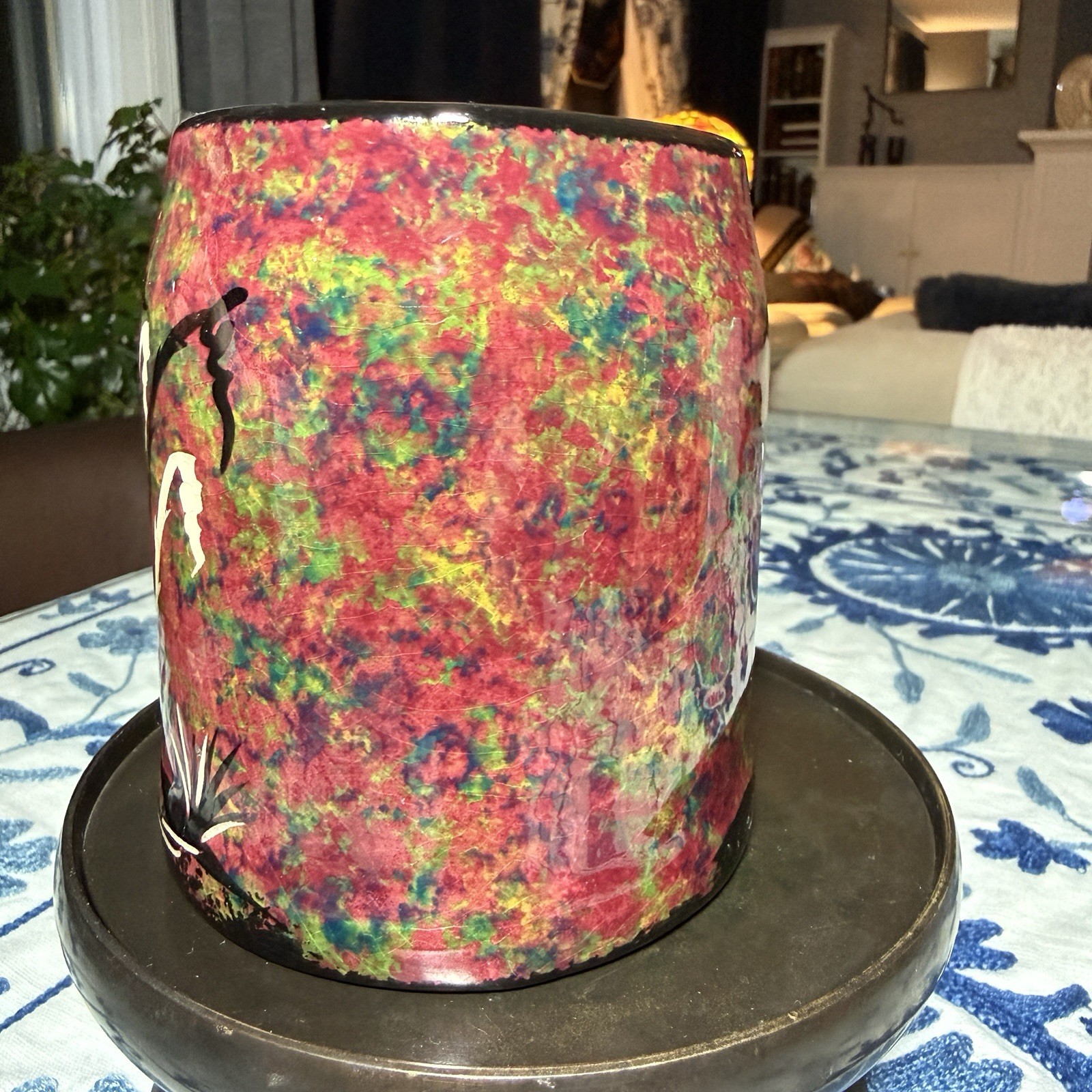 Signed Mana Pottery Coffee Cup Mug Road Runner Vase Bird San Pedro Arizona VTG