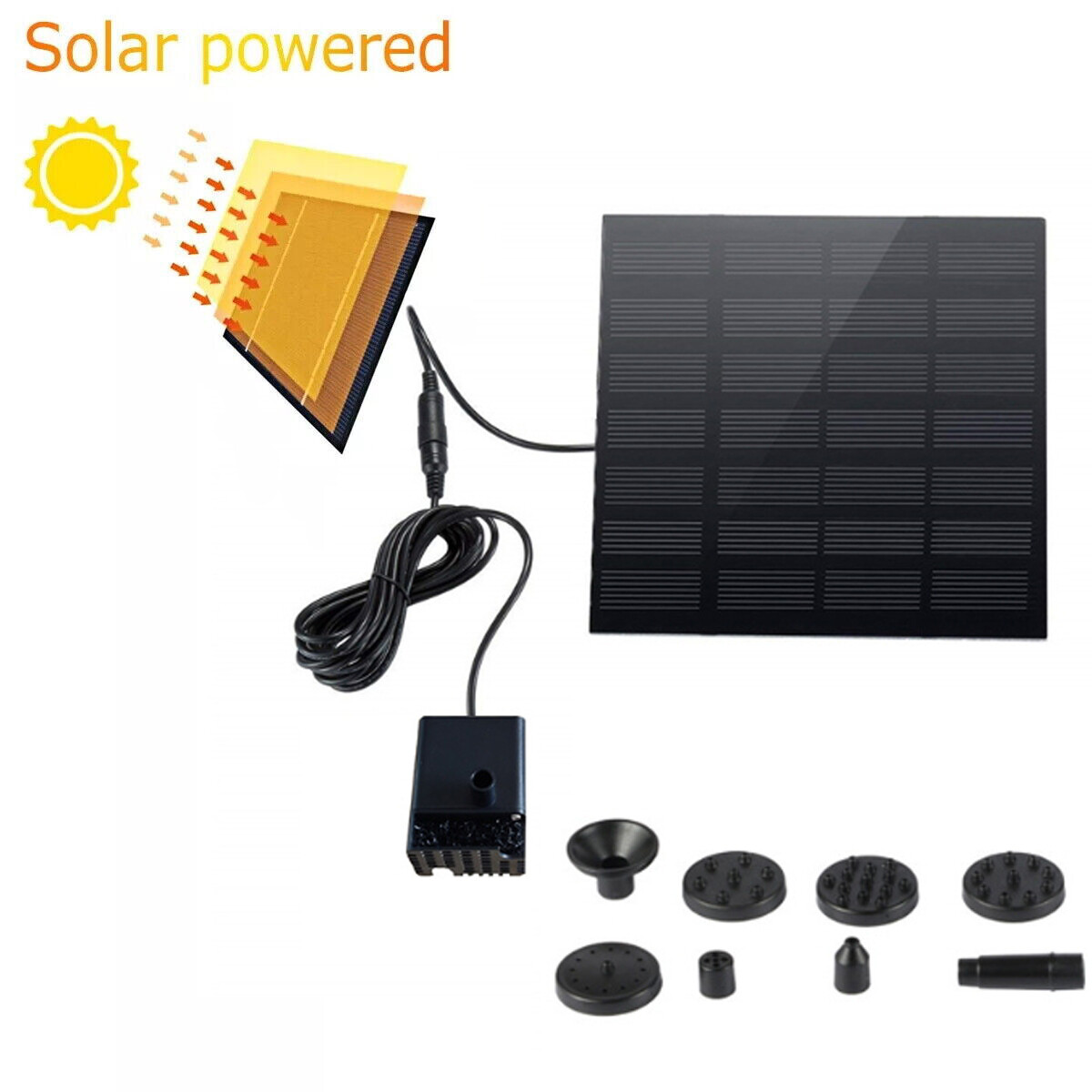 Solar Power Fountain Submersible Floating Water Pump Bird Bath Pond Garden Decor