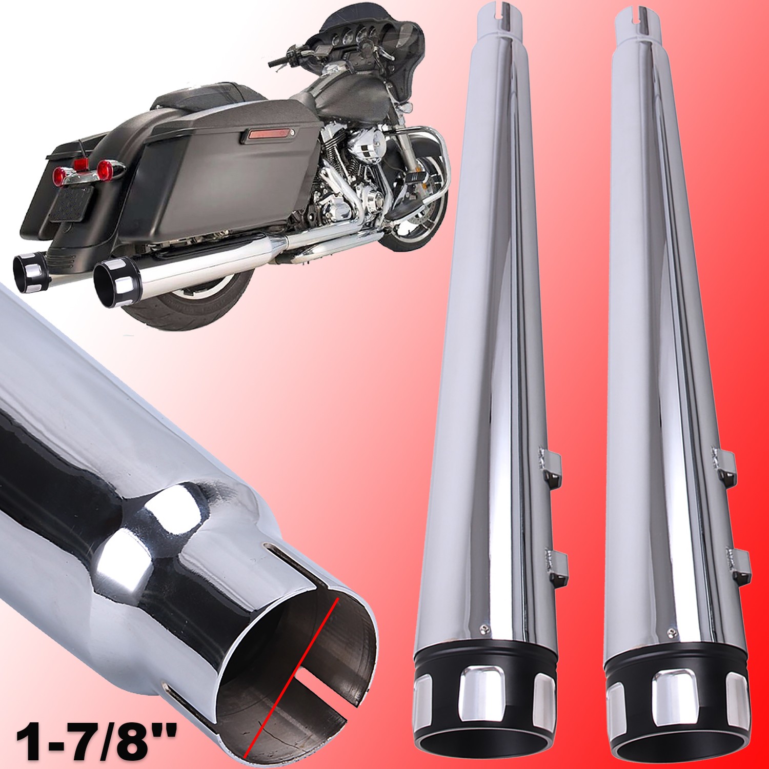 4" Megaphone Exhaust Pipes Mufflers For Harley Touring Ultra Classic Road Glide
