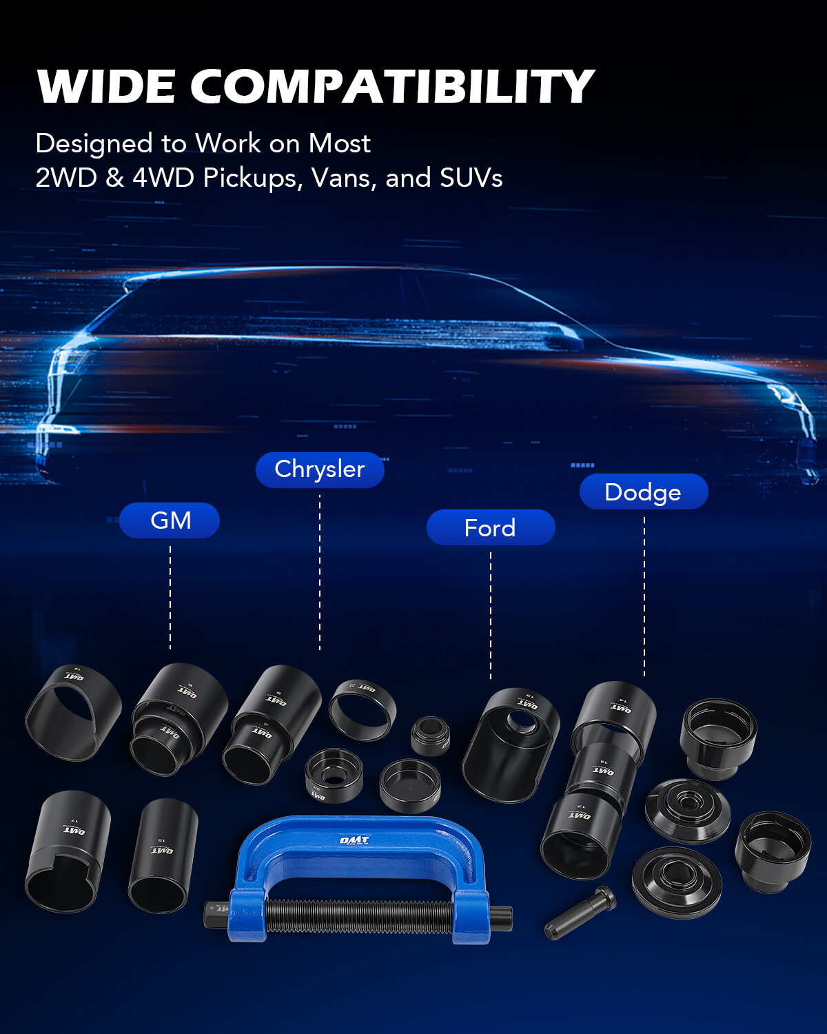 OMT 23pc Master Ball Joint Press Kit Auto Ball Joint Removal Installer Tool Kit