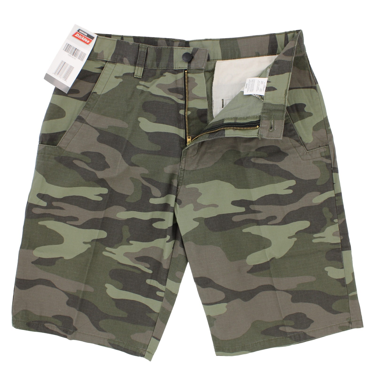 Dickies Men's Casual Shorts, Cotton Ripstop Shorts, 10.5 Inch Inseam, Green Camo