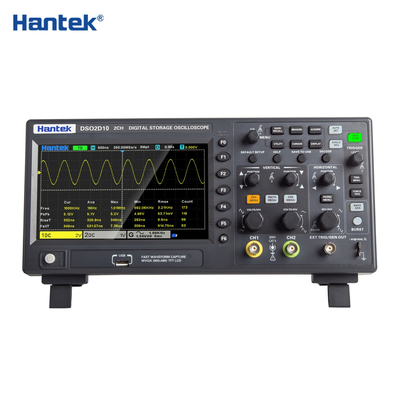 Hantek Digital DSO2000 Series Oscilloscope 2CH+1CH 1GSa/s 100/150MHz 25MHz AWG