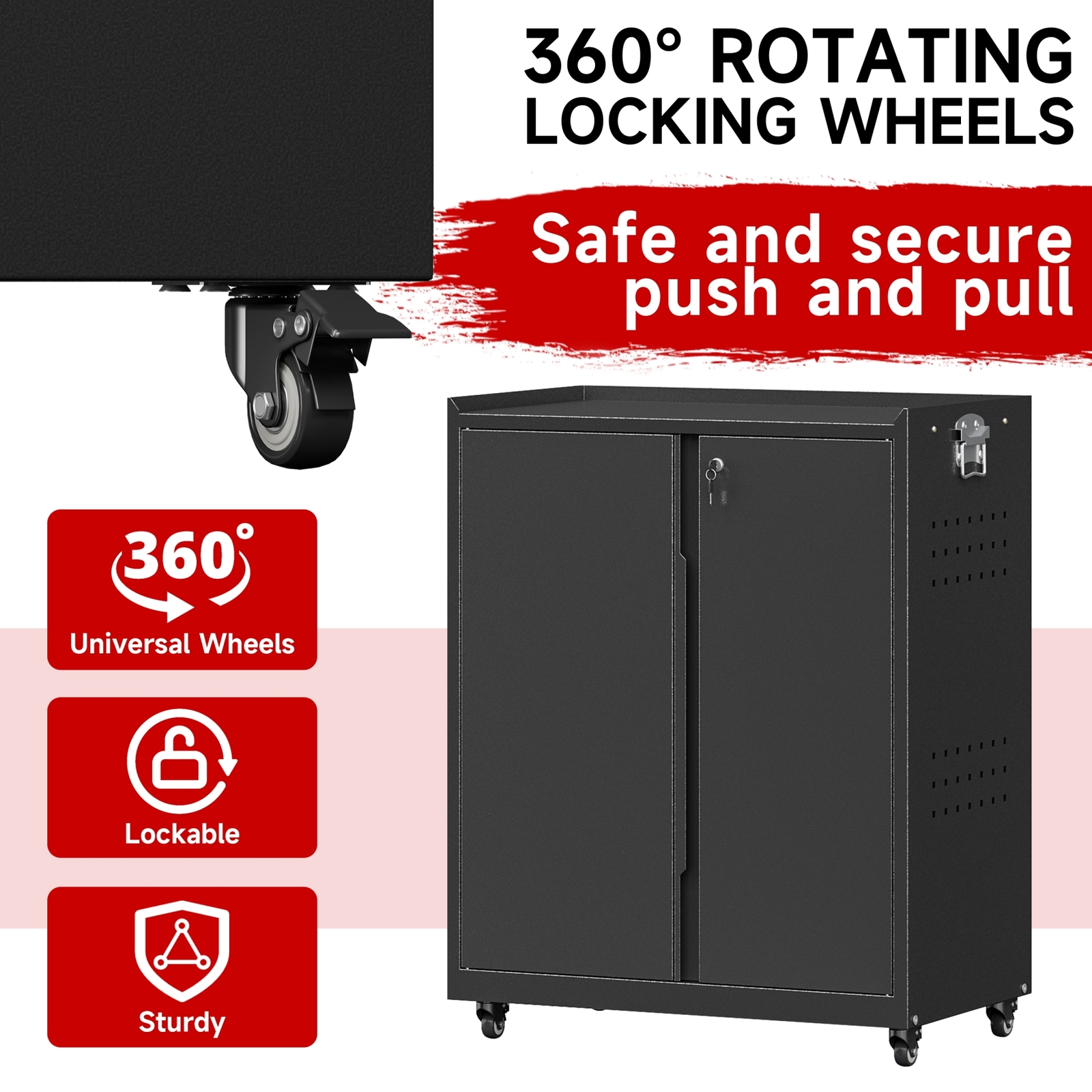 Garage Storage Cabinet System 8 Pc Workshop Set Mobile Workbench w/Tool Pegboard