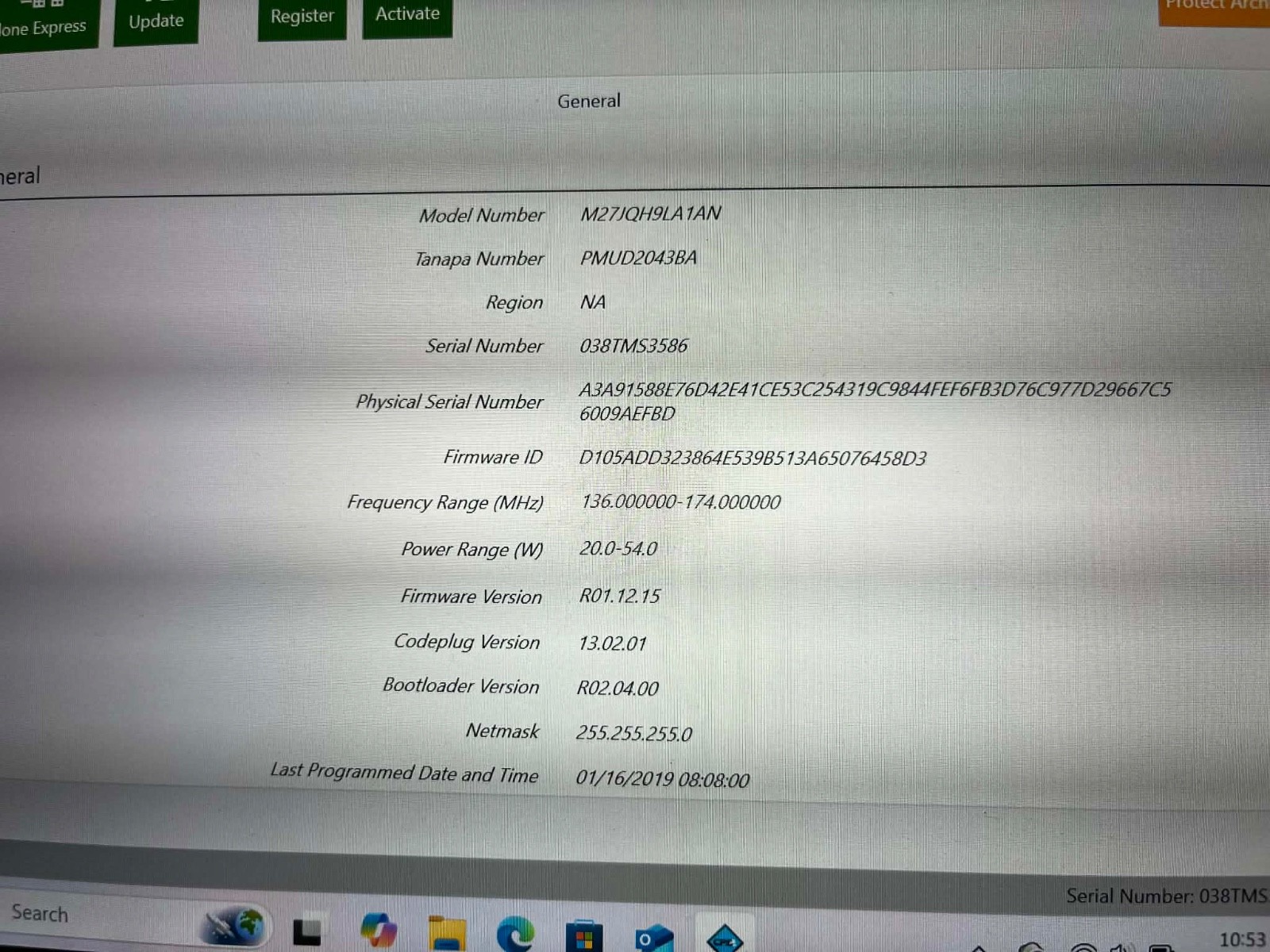 Motorola XPR 4550 VHF Mobile Radio Remote Head + Brick OEM Cables