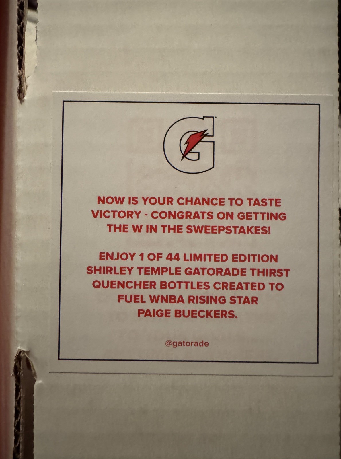 Gatorade Paige Bueckers Shirley Temple Bottle Sweepstakes 1 of 44 Extremely Rare