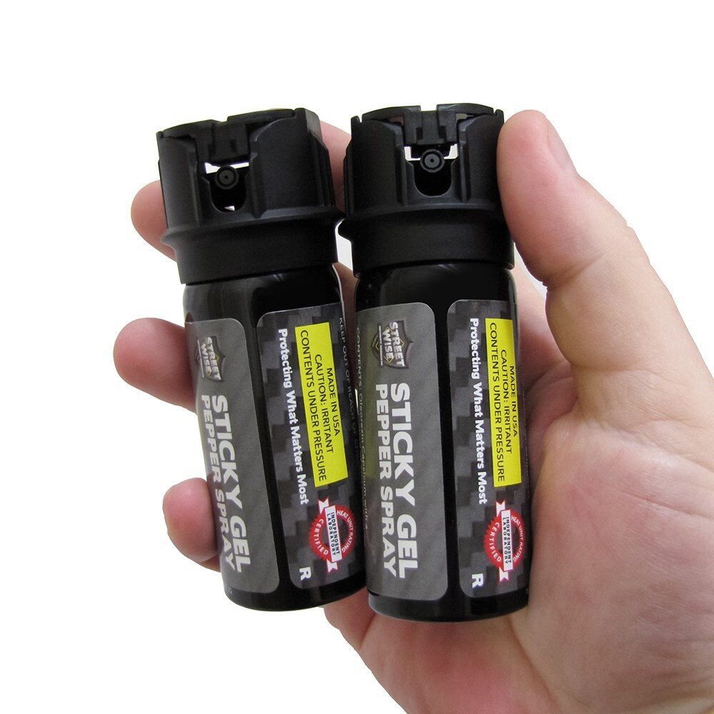 Streetwise STICKY GEL Pepper Spray 2 PACK 2oz Flip Top Self Defense Max Strength