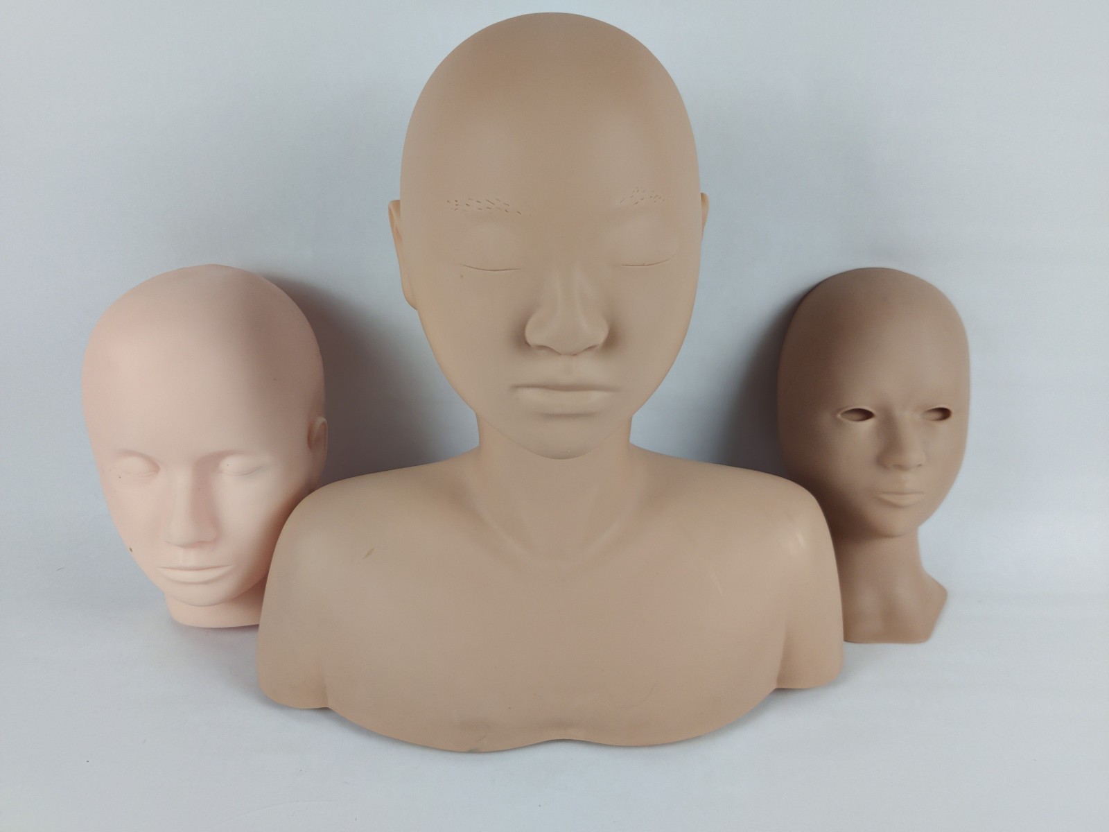 Lot of 3 Mannequin Heads 15" Marianna w/ Shoulders Makeup Wigs