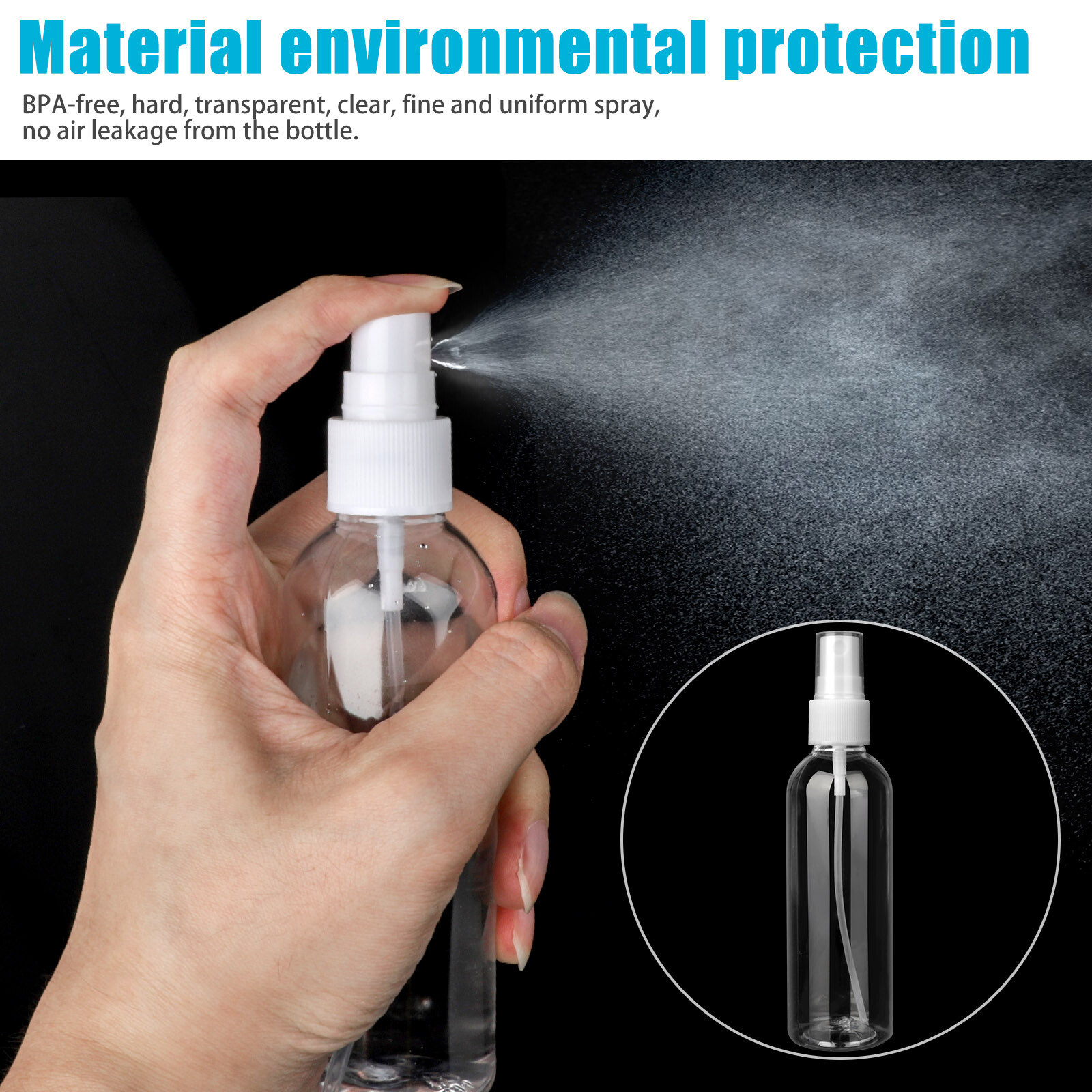 1~5PCS 30ml/60ml Travel Spray Bottle Plastic Transparent Perfume Empty Atomizer