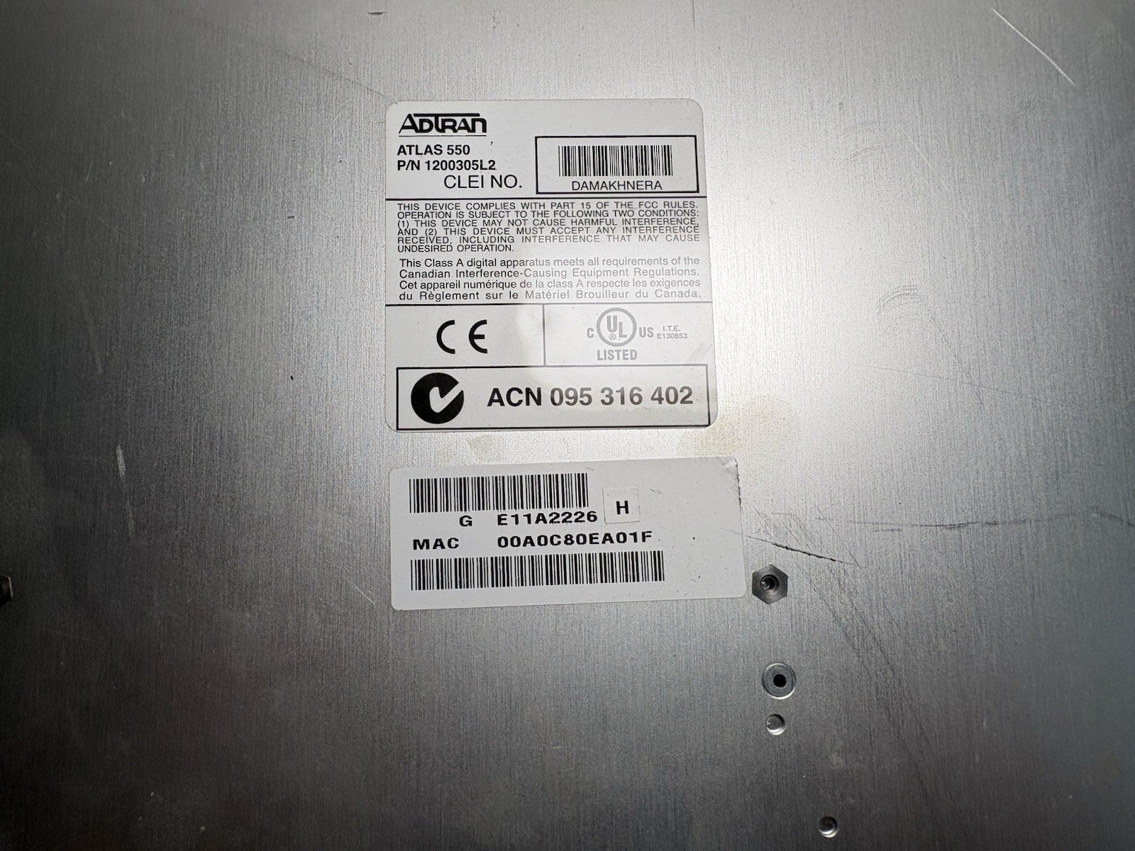 Adtran Atlas 550 PN: 1200305L2 W/ modules