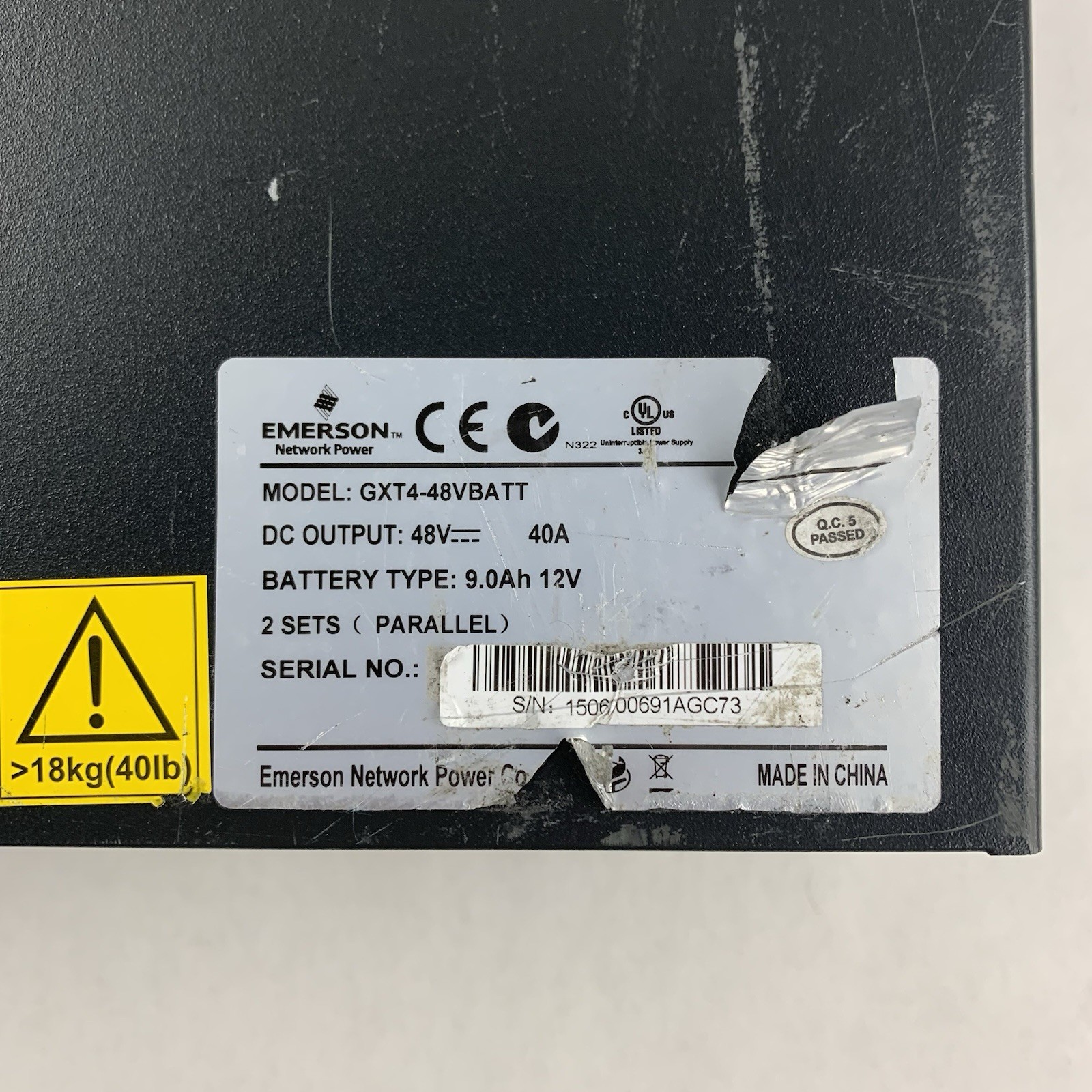 Emerson Liebert GXT4-48VBATT Battery Cabinet AC Power System No Batteries