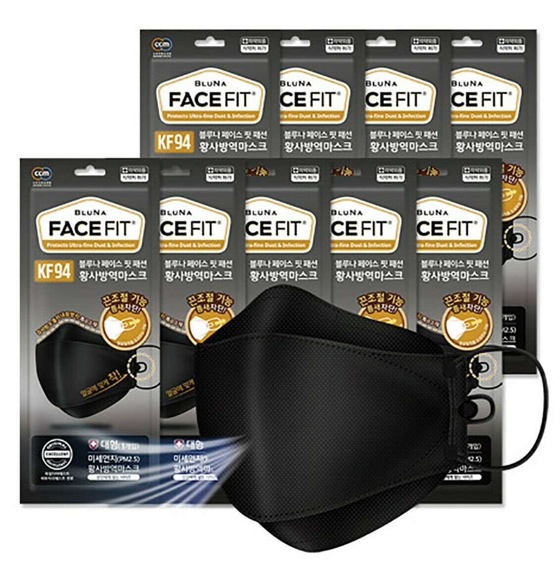 BLUNA Adjustable KF94 Korean Face Mask Made in Korea Respirators Adults & Kids