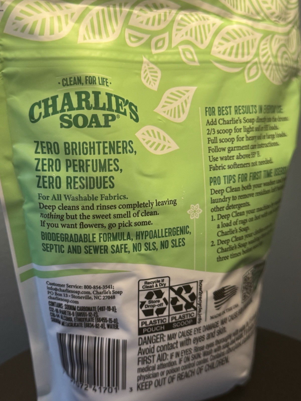 Charlie’s Soap Fragrance‑Free Laundry Powder – 100 Loads, 2.64 lbs