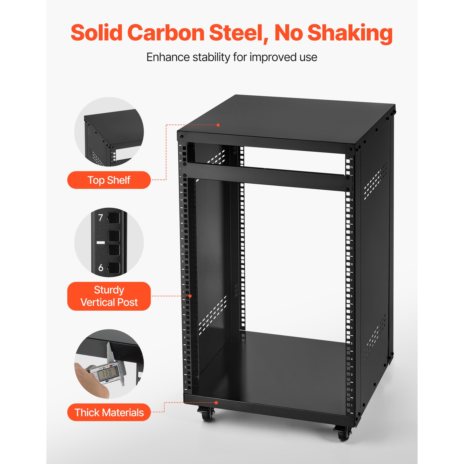 Uimoso 16U AV Rack Stand with 500 lbs Capacity for Network and Studio Equipment