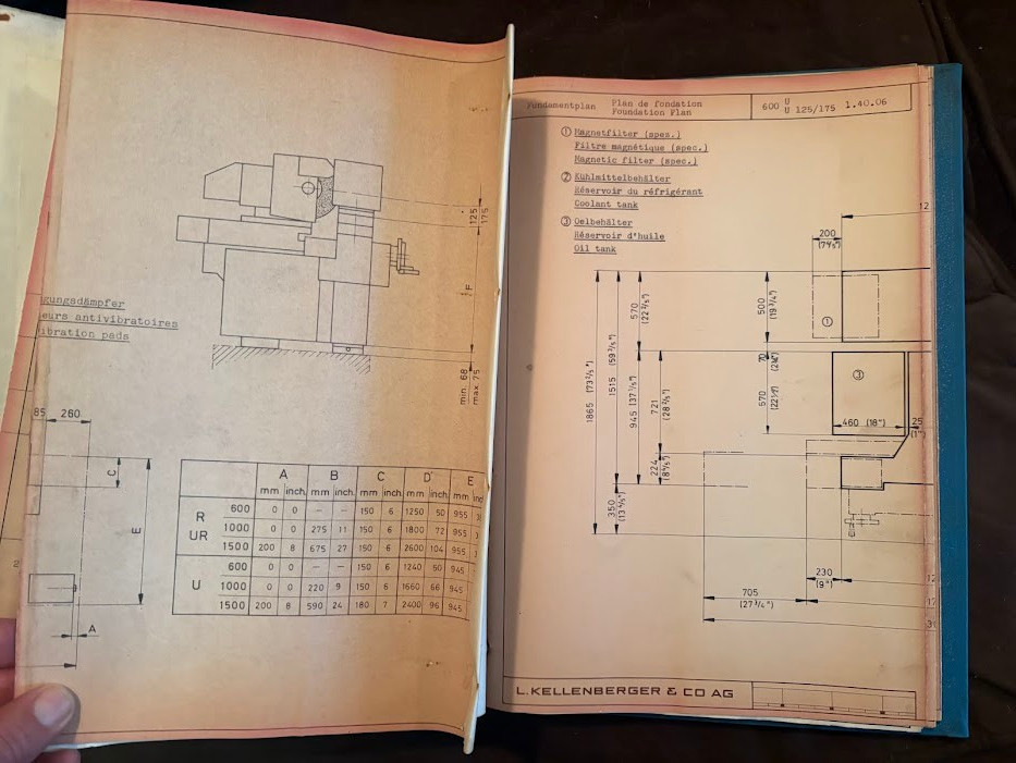Original Kellenberger Instruction Manual 600U Grinder c1980 Operator Maintenance