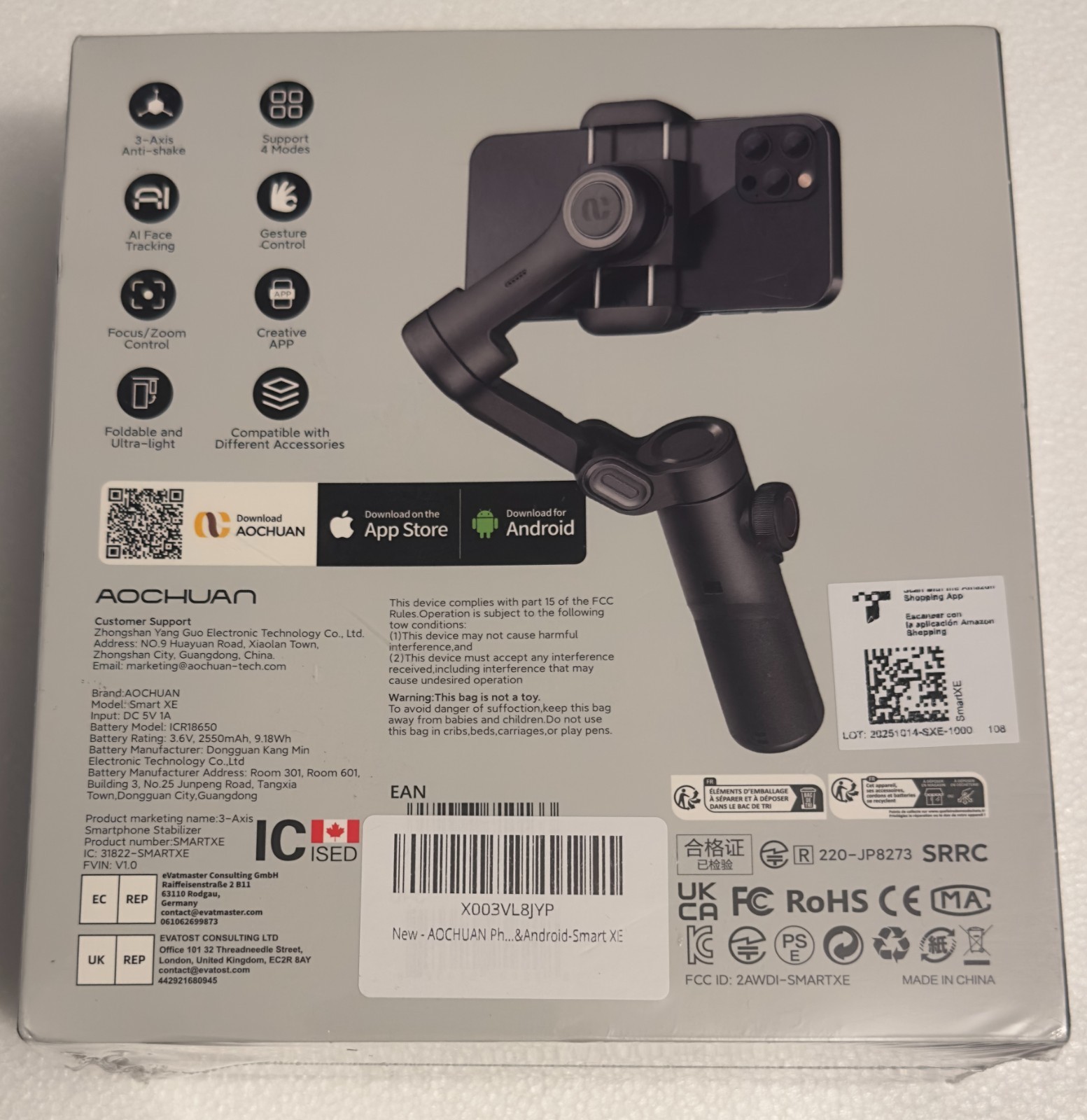 AOCHUAN Smart XE 3-Axis Gimbal Stabilizer Anti-Shake Smartphone iPhone Selfie