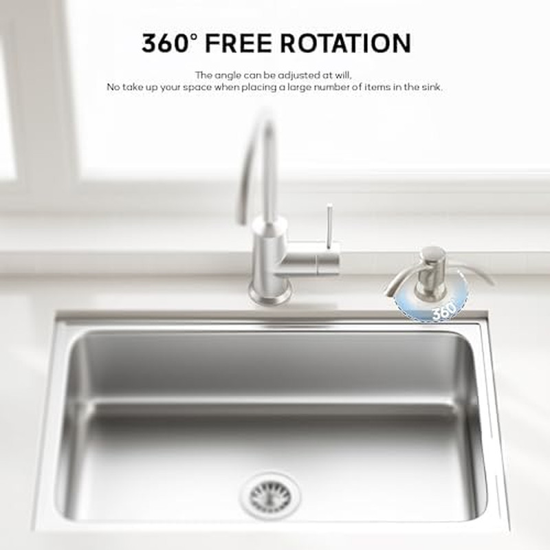 Built in Kitchen Sink Soap Dispenser (Brushed Nickel) with 12 oz Large PET Lotio