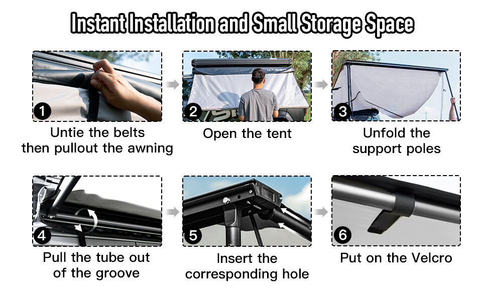 5.2X8.2' NOVSIGHT Car Side Awning SUV Rooftop Tent Sunshade for Outdoor Camping