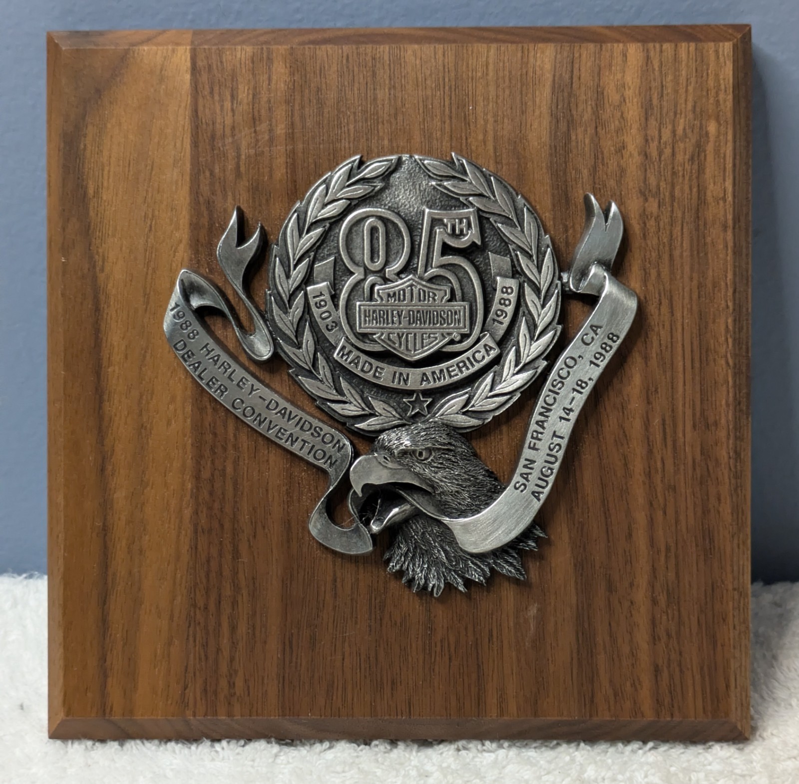 Vintage 1988 Harley Davidson Dealer Convention 85th Anniversary NOS Wall Plaque