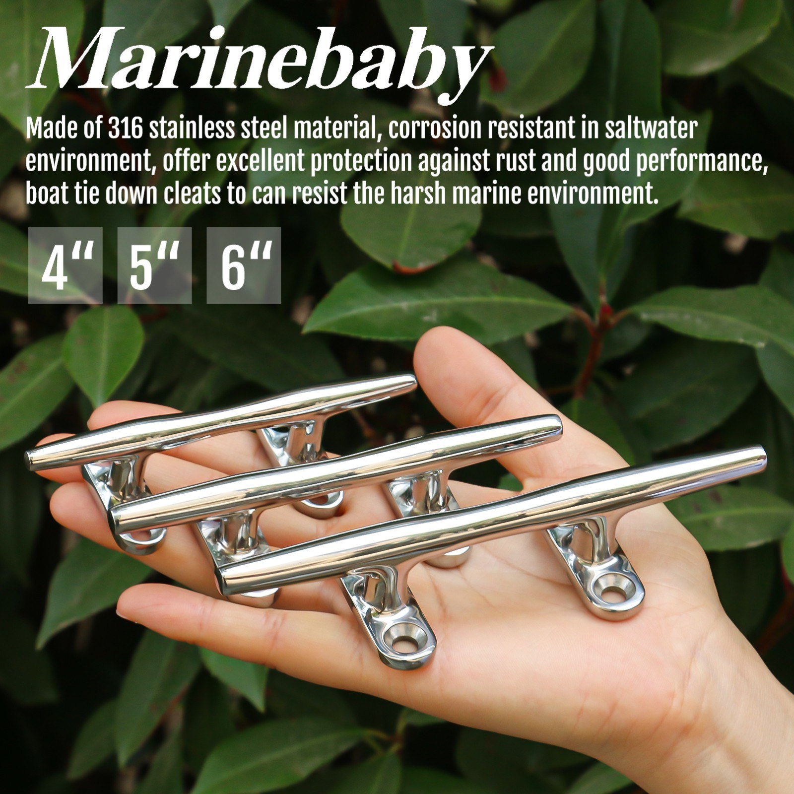 4X 316 Stainless Steel 4" Boat Rope Cleat Mooring Accessories Dock Cleats