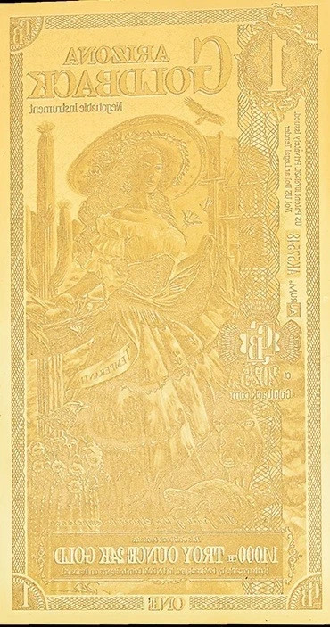 Arizona 1 Goldback Alpha 1/1000 Oz Fine Gold .999 Gold Backs AZ 24k [In-Stock]