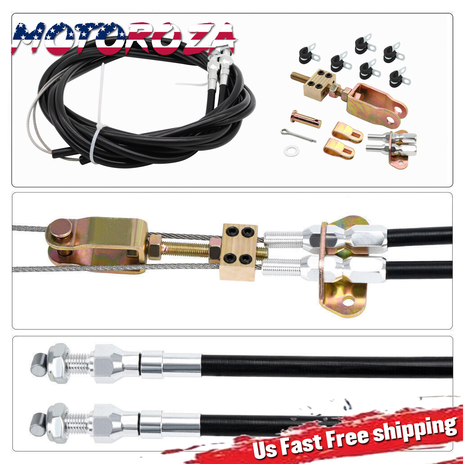 330-9371 Universal Rear Disc/Drum Emergency Parking Brake Cable Kit E-Brake Set