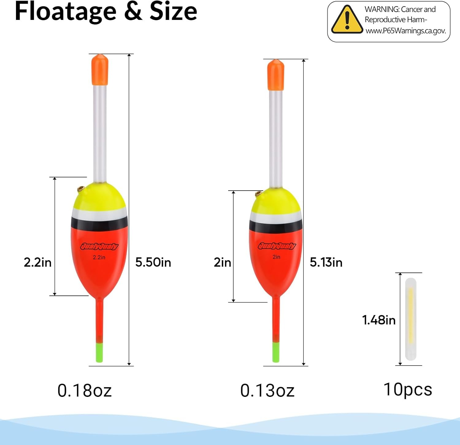 5X Wood Glow Sticks Slip Bobbers for Fishing Light Bobbers Floats Crappie Floats