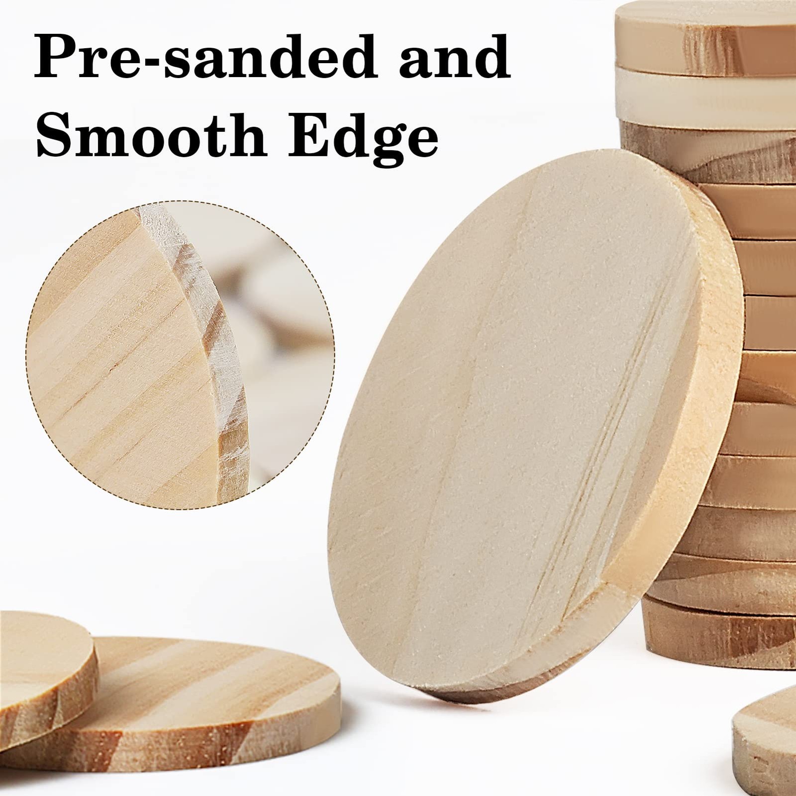 2 Inch 50 Pieces Wood Circles, GOH DODD Small Round Discs Unfinished Slices...