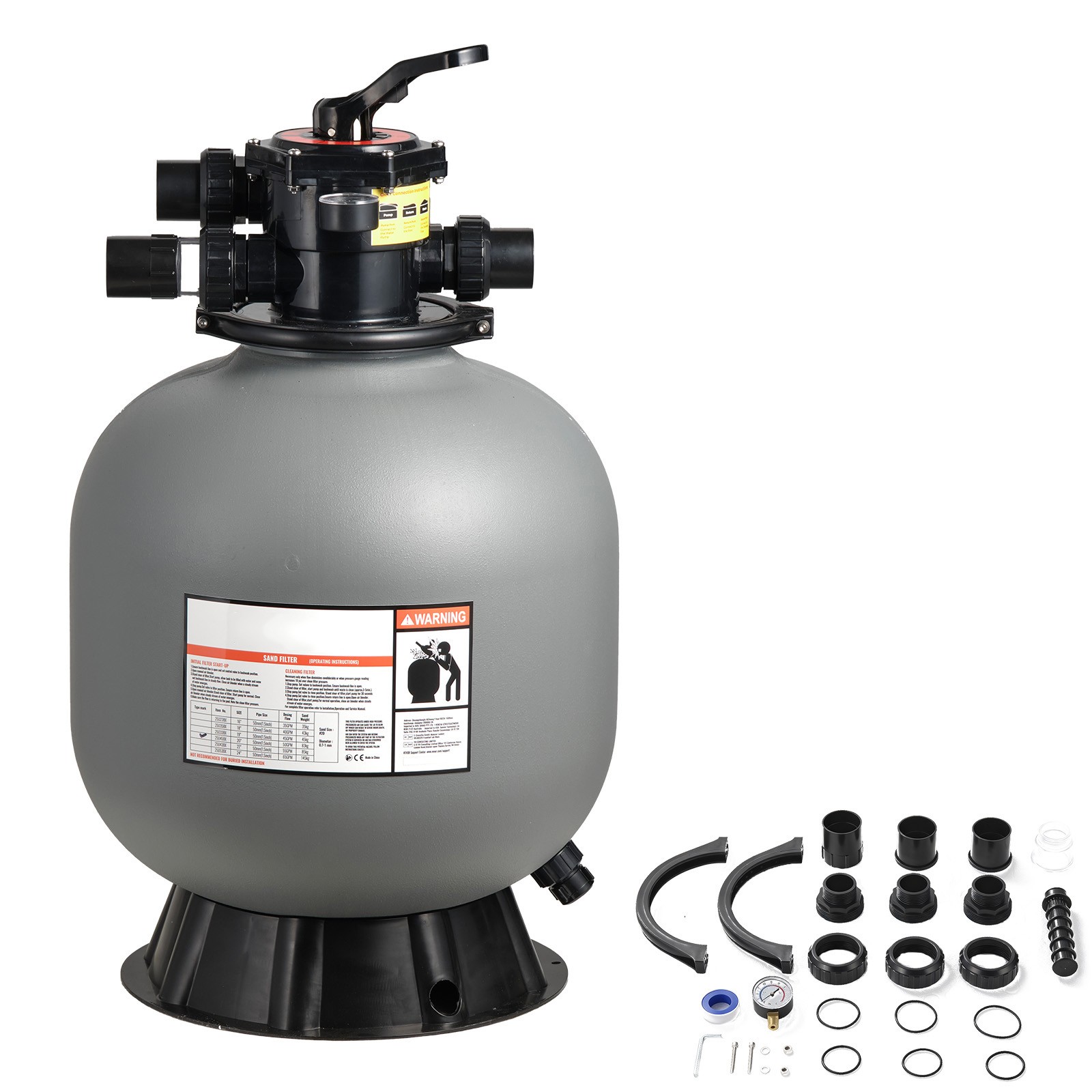 Uimoso 20-Inch Sand Filter with 7-Way Valve for Above-Ground Pools