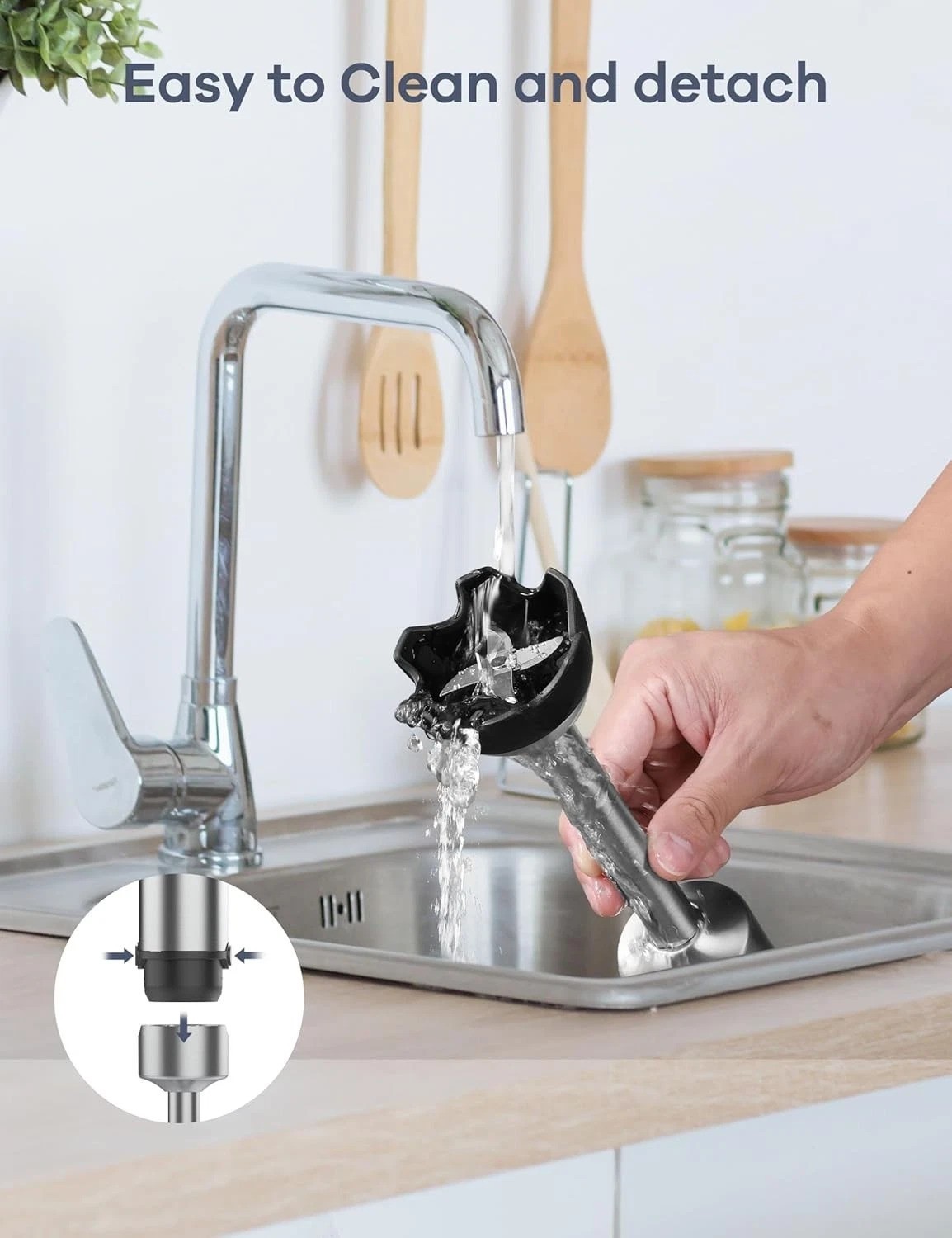 8-in-1 Immersion Blender with 1000W Motor & 16 Speed Modes for Effortless Ble...