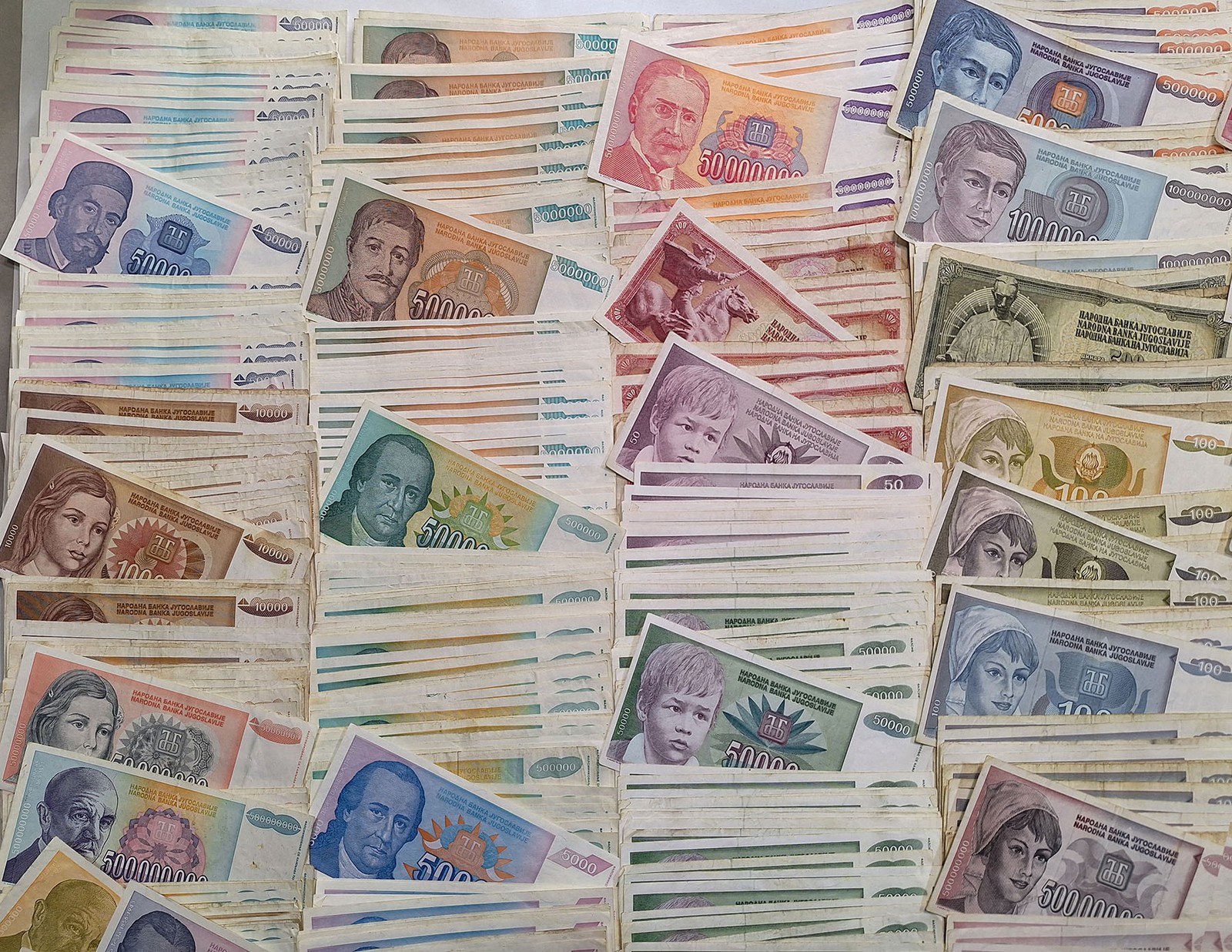 Yugoslavia LOT 1000+ Banknotes Dinara 40+ different HYPERINFLATION 70s-90s VG-XF