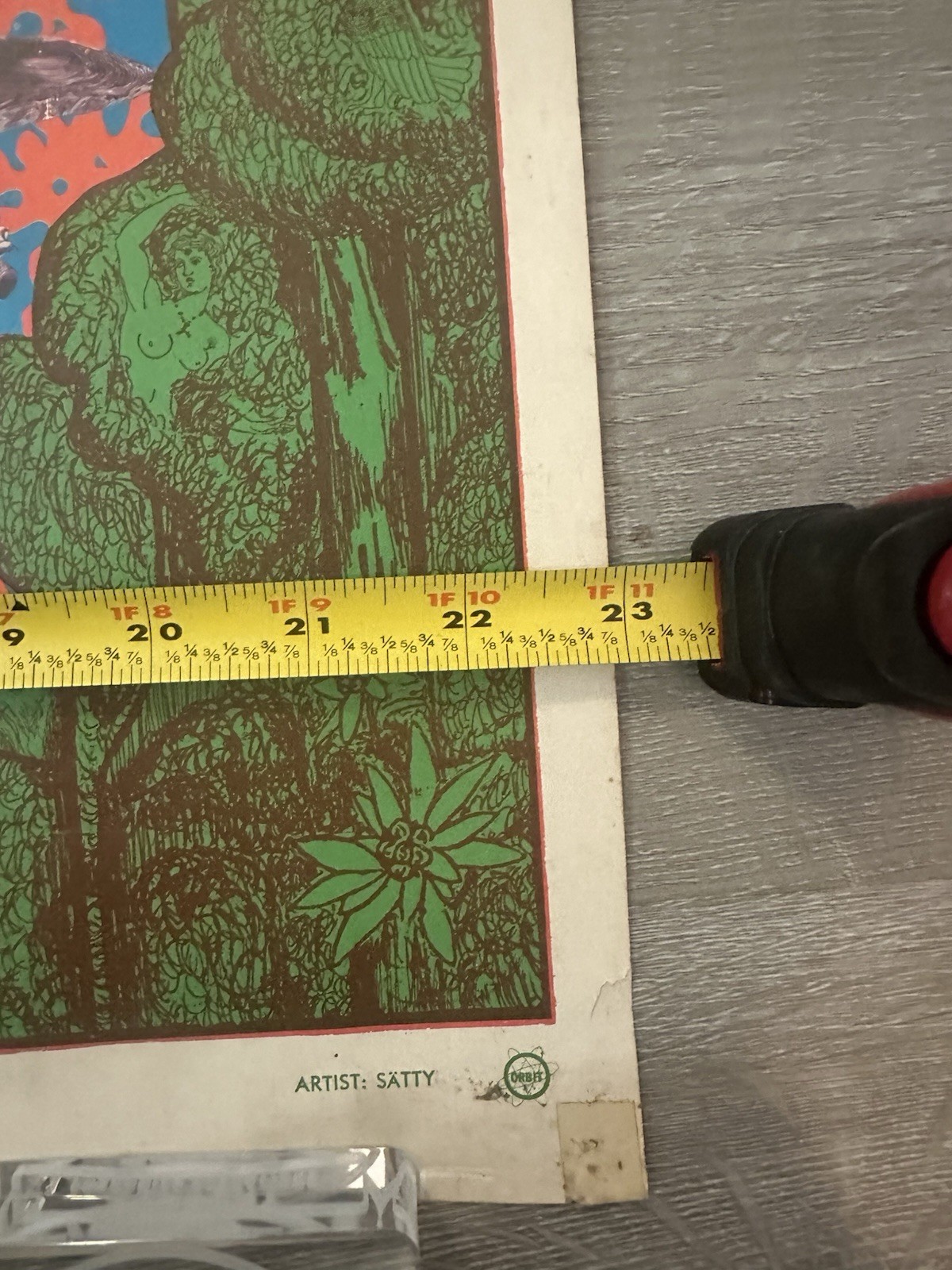 Rare Psychedelic Art Poster MIRAGE by Satty 3x35" 1967 Vintage San Francisco