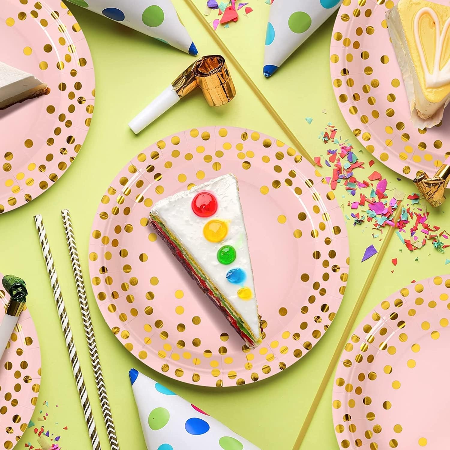 Elegant Pink Gold Party Plates with Napkins 50 Pack for All