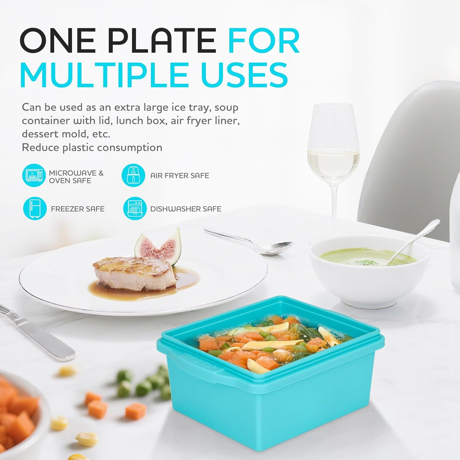 2 Cup Silicone Freezer Trays with Lids, Silicone Soup Freezer Molds - Leakproof,