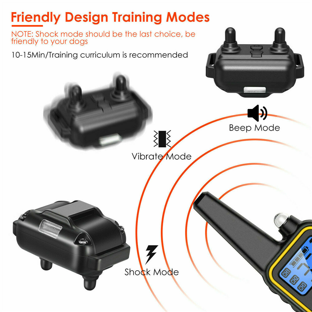 Waterproof Dog Training Electric Collar Rechargeable Remote Control 875 Yards US