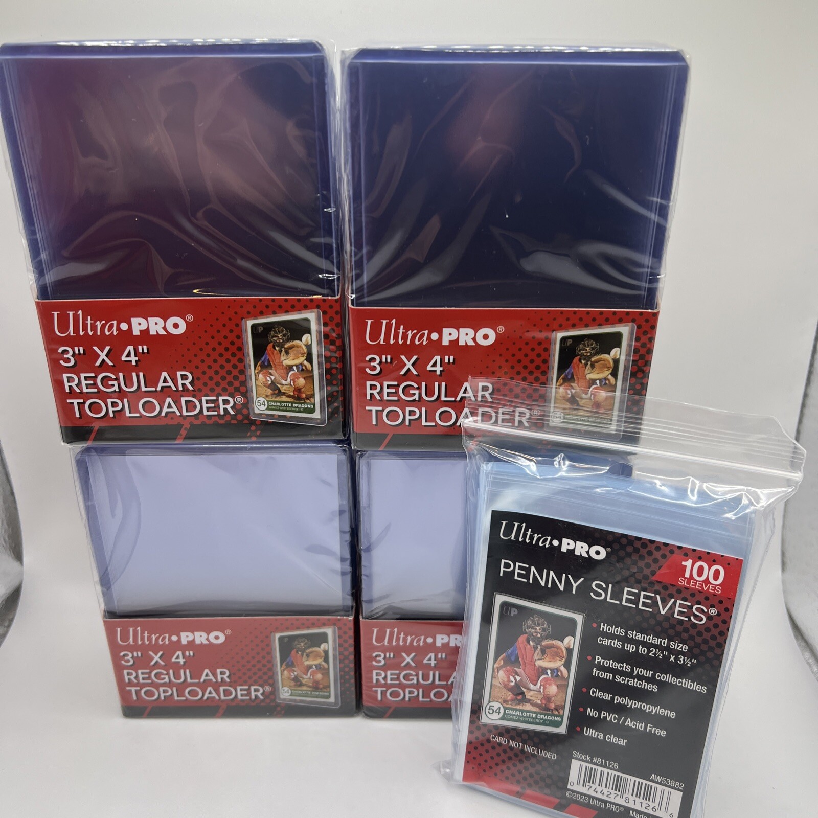 Ultra Pro 3X4 35pt Toploaders 4 Packs of 25 for Standard Cards and 100 sleeves