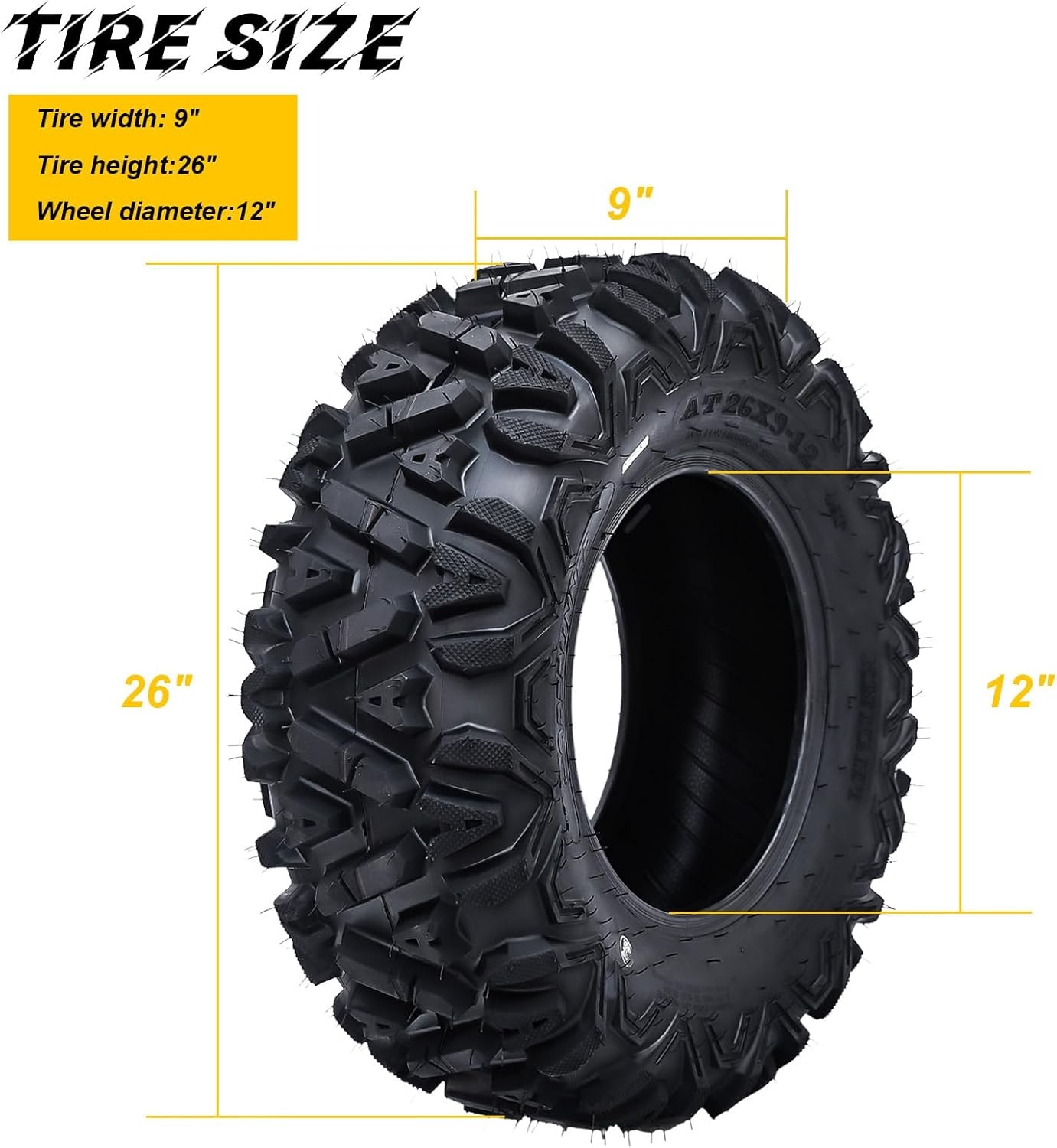 4PCS 26x11-12 26x9-12 Front Rear ATV Tires 26x11x12 26x9x12 6PR Mud ATV UTV Tire