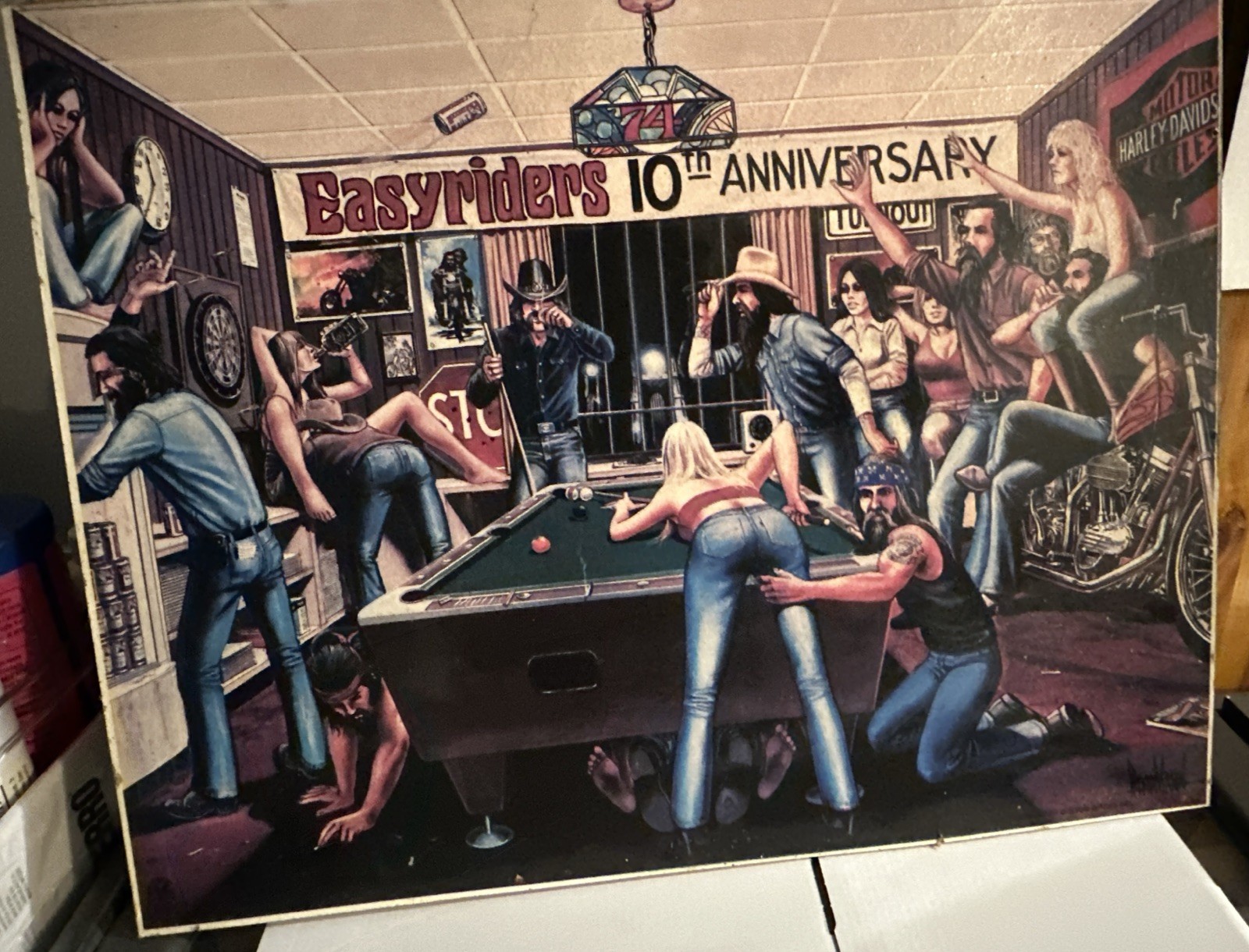 Awesome Vintage Easy Riders 10th Anniversary Wall Hanger 20” Long 16”tall