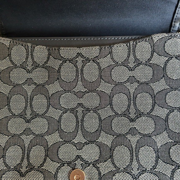 Coach Amelia Saddle Bag Navy Blue Signature Canvas Leather Crossbody C3593