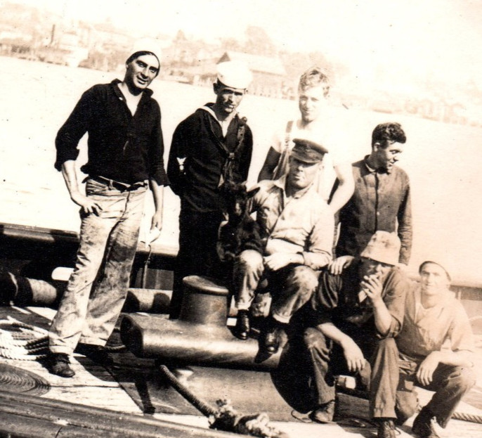 WWI Navy Sailors With Goat Mascot RPPC Real Photo Postcard