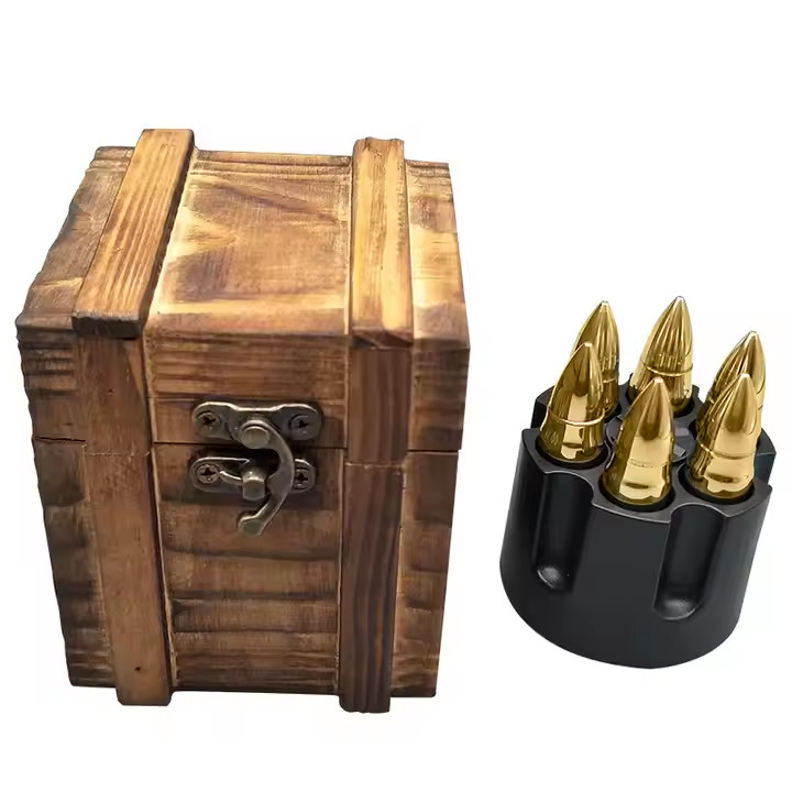 Bullet Whiskey Ice Stones Gift Set-6 Pcs Stainless Steel Whiskey Ice Cubes