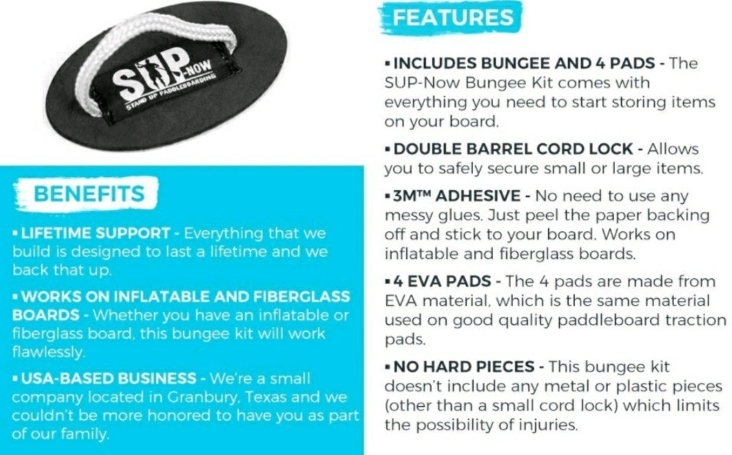 SUP - NOW Stand Up Paddle Board D-Ring Bungee Rigging