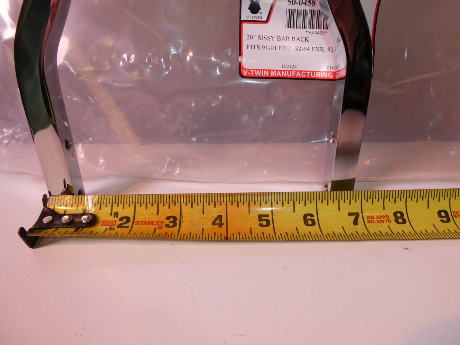 Harley 20" Tall Sissy Bar Chrome FXR 82-94 FXD 91-01 XL 82-03 V-Twin 50-0458 X3