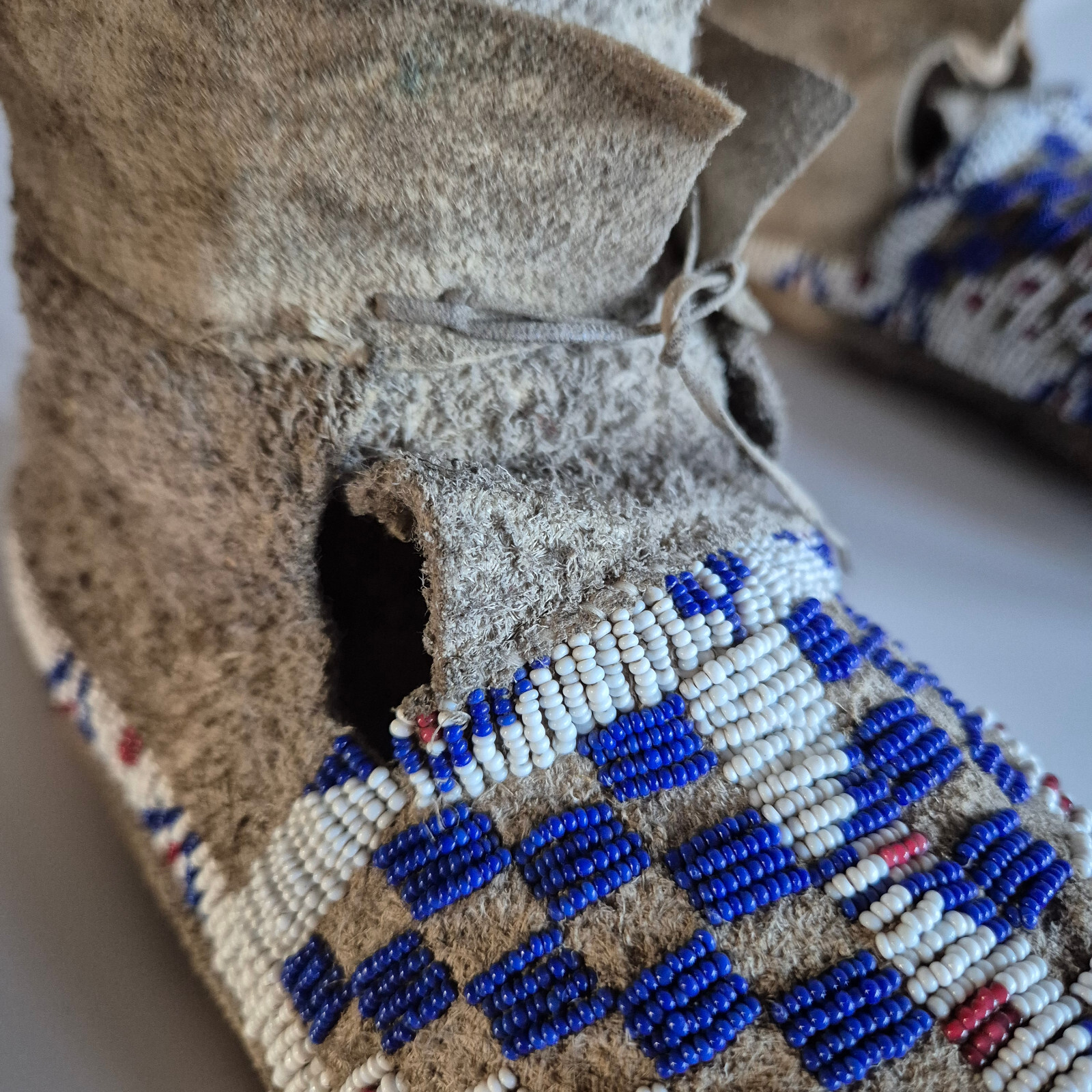 Antique Sioux or Cheyenne/Arapaho Beaded Moccasins from circa the 1870s-1880s.