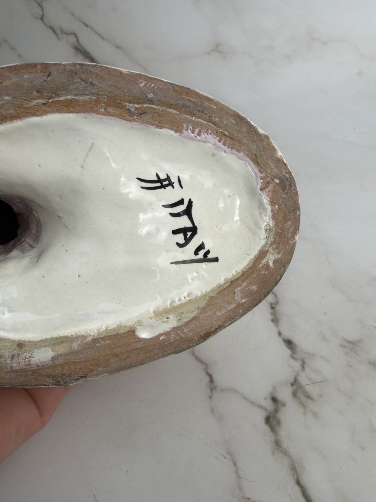 Vintage Italian Majolica Rooster Figurines Hand Painted Chicken Pair Farmhouse