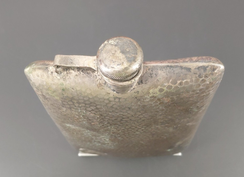 Vintage Hammered Silver Plate Hip Flask