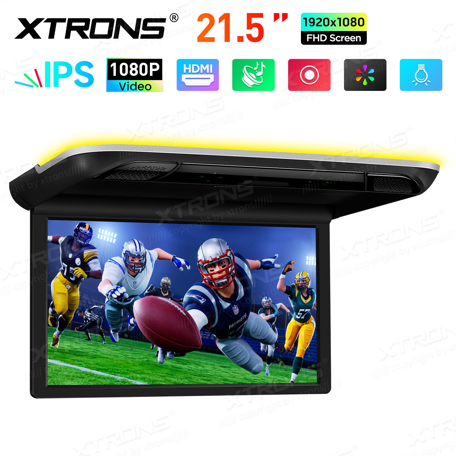 21.5" Car TV Coach Bus Flip Down Roof Monitor Overhead HD Screen 1080P USB HDMI
