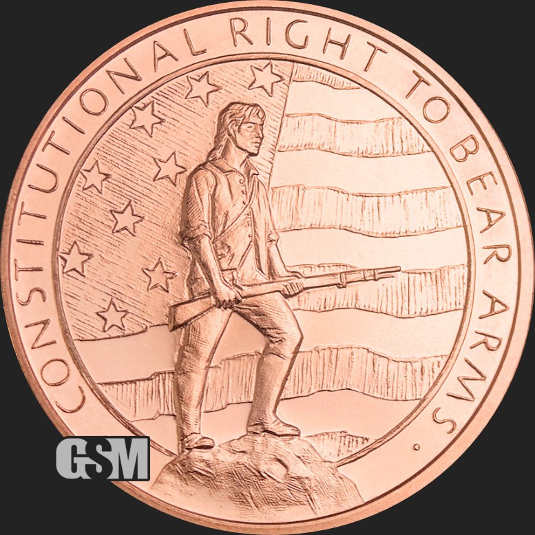 1 Oz. Solid .999 Fine Copper Round - 2nd Amendment - Golden State Mint