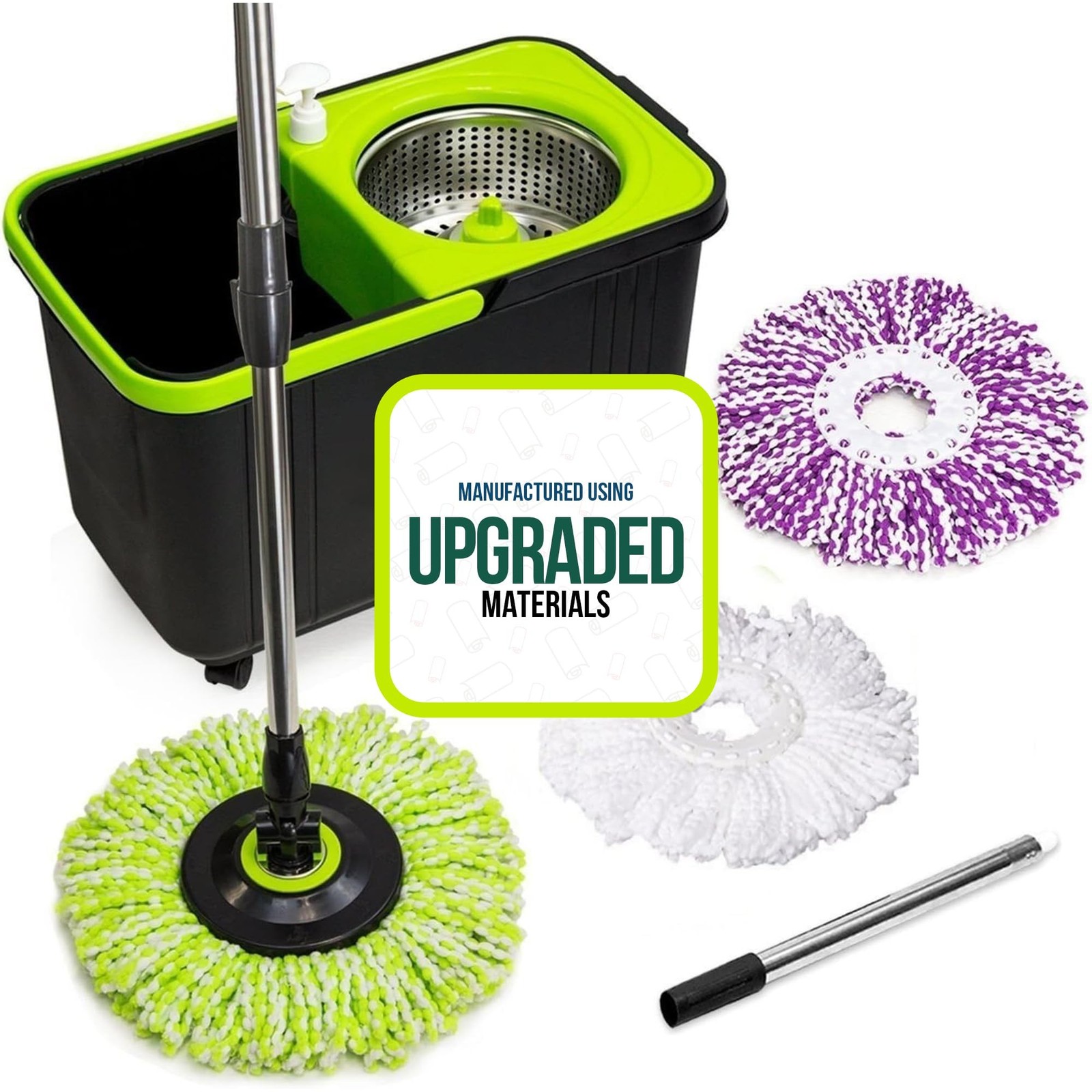 Simpli-Magic Premium Spin Mop Cleaning Bucket Set with 3 Microfiber Mop Heads...