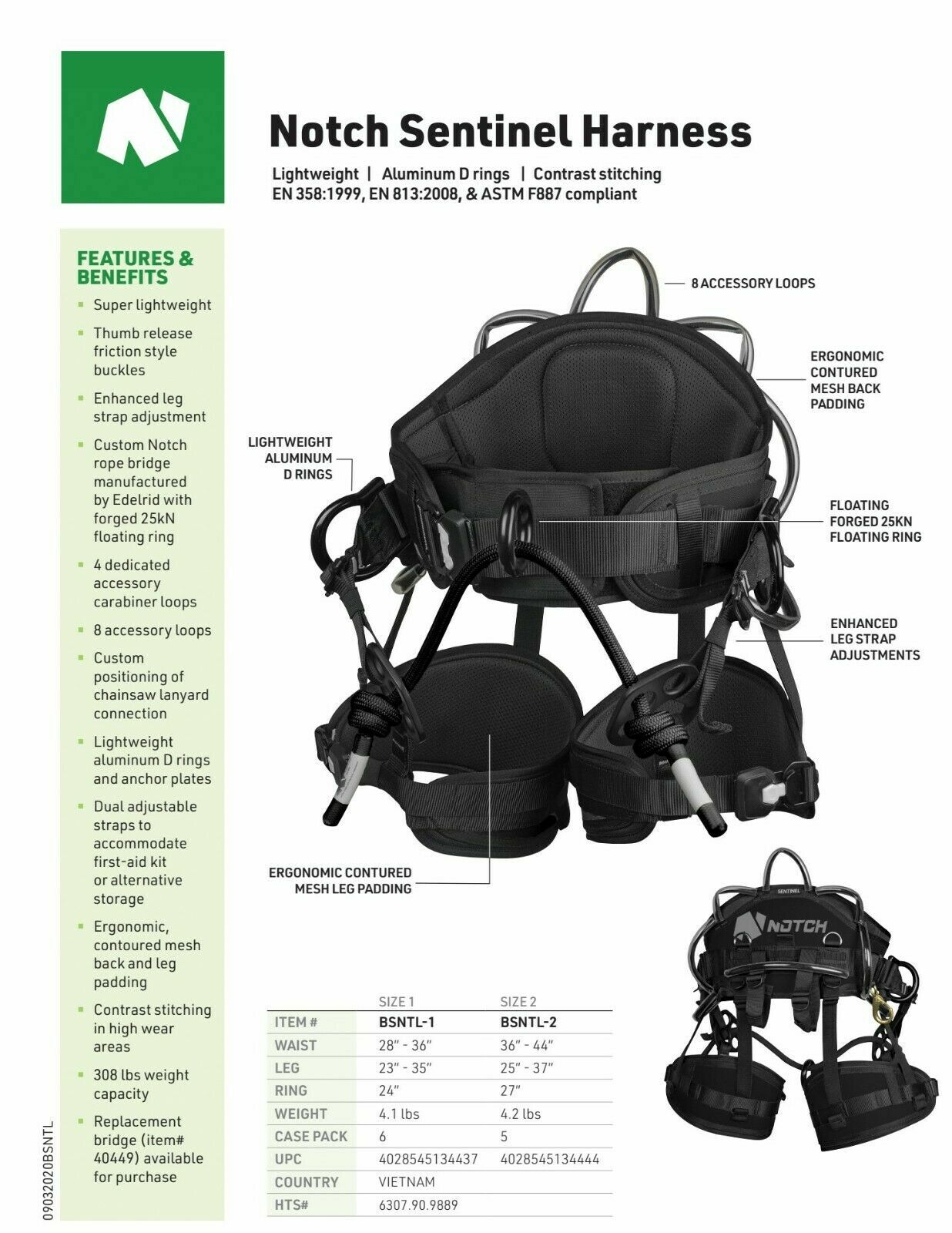 NOTCH SADDLE SENTINEL BLACK BSNTL SIZE 1 & 2