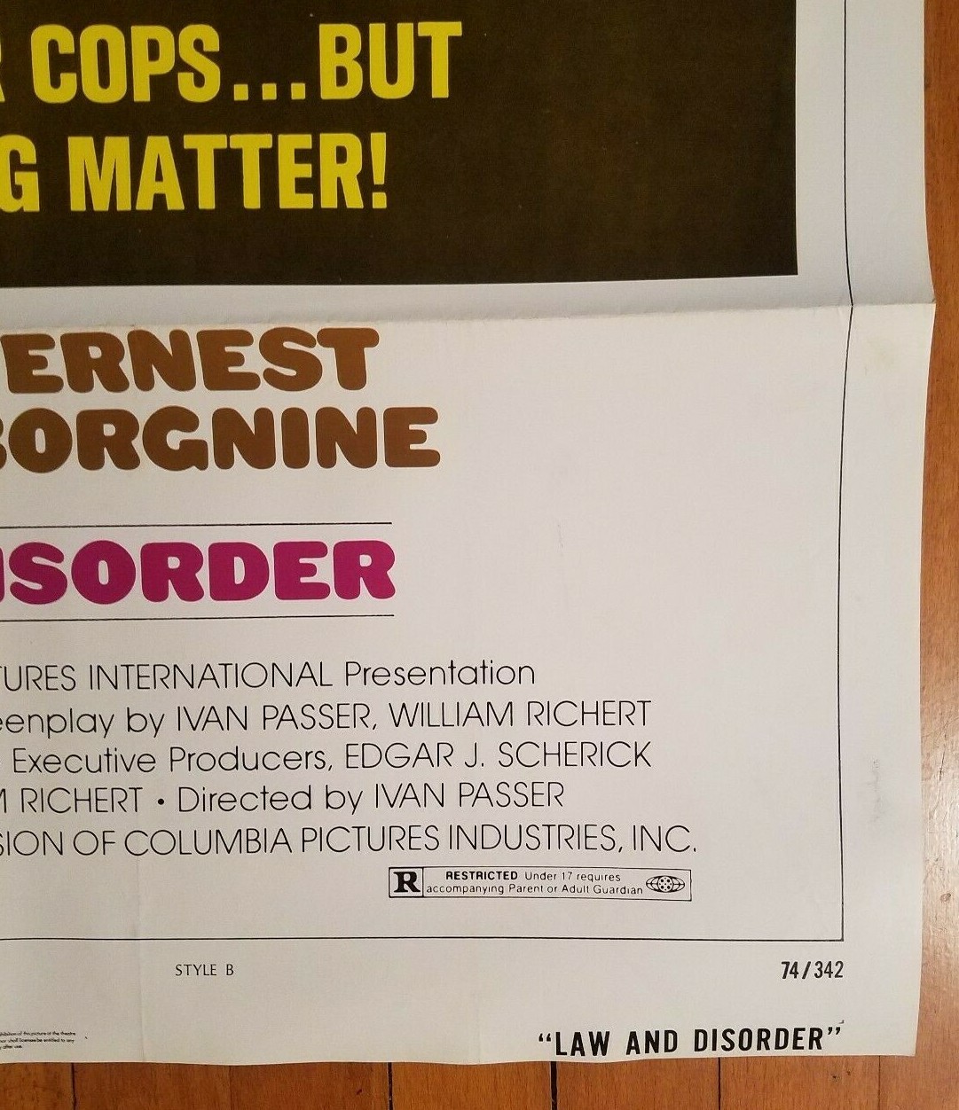(2) LAW AND DISORDER 1974 27 x 41 Genuine 1-sheet posters Style "A" & "B" 74/342